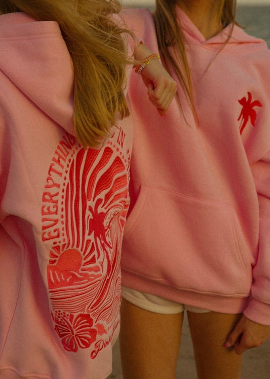 Everything Comes in Waves Hoodie in Pink